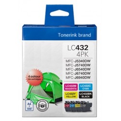 Brother LC432 4pk full set Ink Cartridge Compatible 