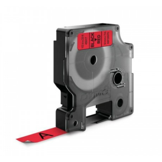 Compatible Dymo 45017 Label Tape Black on Red 12mm x 7m	